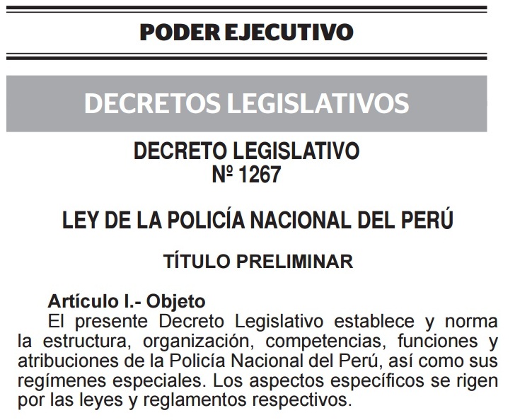 ley de la policia nacional del peru